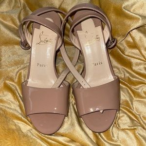 Christian Louboutin Patent Leather Nude Sandals